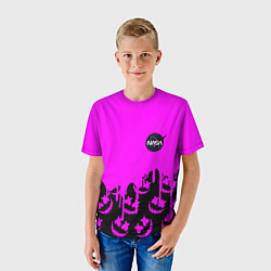 Футболка детская Marshmello neon nasa, цвет: 3D-принт — фото 2