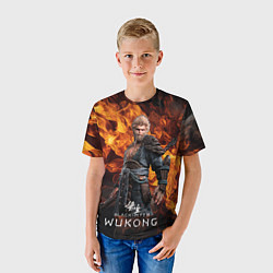 Футболка детская Король обезьян Black Myth Wukong fire, цвет: 3D-принт — фото 2
