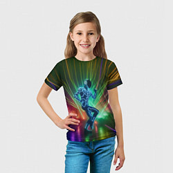 Футболка детская Neon cyber dance - ai art fantasy, цвет: 3D-принт — фото 2