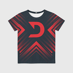 Футболка детская Красный символ Deadlock на темном фоне со стрелкам, цвет: 3D-принт