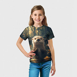 Футболка детская Выдра в летнем пруду, цвет: 3D-принт — фото 2