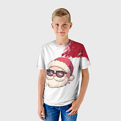 Футболка детская Подозрительный Санта в очках, цвет: 3D-принт — фото 2