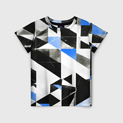 Футболка детская Black and blue abstraction on a white background, цвет: 3D-принт