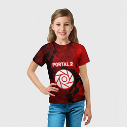 Футболка детская Portal2 огненный стиль, цвет: 3D-принт — фото 2