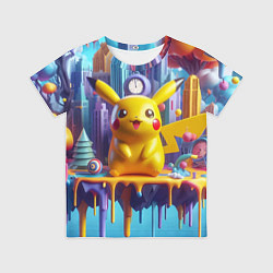 Футболка детская Пикачу на сказочной планете - нейроарт, цвет: 3D-принт