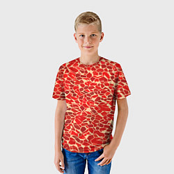 Футболка детская Красные плитки на кремовом фоне, цвет: 3D-принт — фото 2