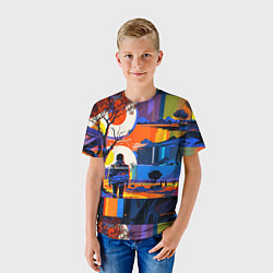 Футболка детская Ночная прогулка абстракция, цвет: 3D-принт — фото 2