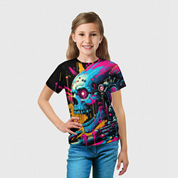 Футболка детская Cool cyber skull - ai art, цвет: 3D-принт — фото 2