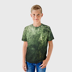 Футболка детская Зеленый камуфляж с эффектом старины, цвет: 3D-принт — фото 2