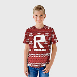 Футболка детская Новогодний свитер ugly Roblox, цвет: 3D-принт — фото 2