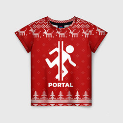 Футболка детская Новогодний Portal с оленями, цвет: 3D-принт