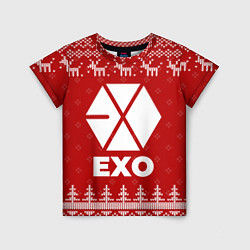 Футболка детская Новогодний Exo с оленями, цвет: 3D-принт