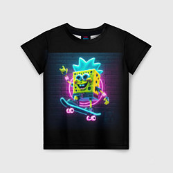 Футболка детская Sponge Bob on a skateboard - ai art fantasy, цвет: 3D-принт