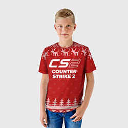 Футболка детская Новогодний Counter Strike 2 с оленями, цвет: 3D-принт — фото 2