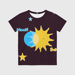 Футболка детская Солнце и луна космос, цвет: 3D-принт