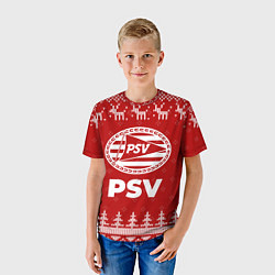 Футболка детская Новогодний PSV с оленями, цвет: 3D-принт — фото 2