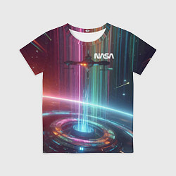 Футболка детская Spaceship in the neon cosmos - nasa, цвет: 3D-принт