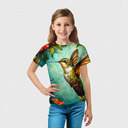 Футболка детская Колибри в природе, цвет: 3D-принт — фото 2