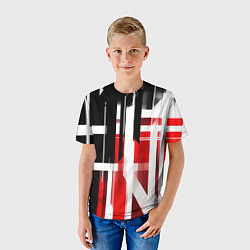 Футболка детская Чёрно-красные вертикальные и горизонтальные полосы, цвет: 3D-принт — фото 2