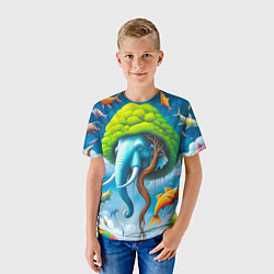 Футболка детская Сюрреализм со слоном и рыбами - нейроарт фантазия, цвет: 3D-принт — фото 2