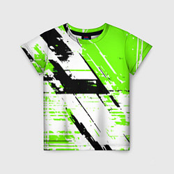 Футболка детская Diagonal black and green stripes on a white backgr, цвет: 3D-принт