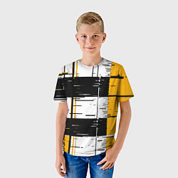 Футболка детская Жёлтые и чёрные полосы на белом фоне, цвет: 3D-принт — фото 2