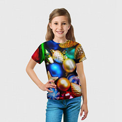 Футболка детская Новогодние украшения, цвет: 3D-принт — фото 2