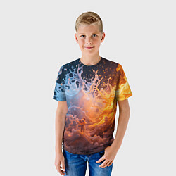 Футболка детская Брызги воды и огня, цвет: 3D-принт — фото 2