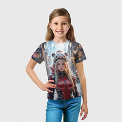Футболка детская Девушка в кибер костюме, цвет: 3D-принт — фото 2
