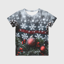 Футболка детская Новогодние снежинки, цвет: 3D-принт
