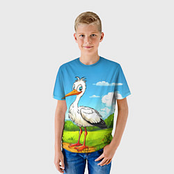 Футболка детская Аист в поле, цвет: 3D-принт — фото 2