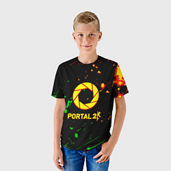 Футболка детская Portal кислотные краски, цвет: 3D-принт — фото 2
