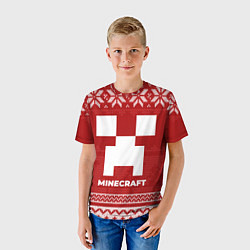 Футболка детская Новогодний Minecraft, цвет: 3D-принт — фото 2