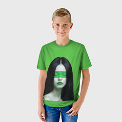 Футболка детская Pop art девушка на зеленом фоне, цвет: 3D-принт — фото 2