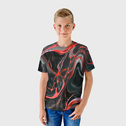 Футболка детская Красно-чёрный мрамор, цвет: 3D-принт — фото 2