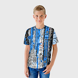 Футболка детская Киберпанк паттерн синий, цвет: 3D-принт — фото 2