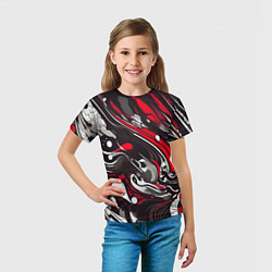 Футболка детская Красно-белые волны, цвет: 3D-принт — фото 2