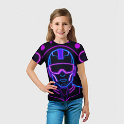 Футболка детская Неоновый кибер силует, цвет: 3D-принт — фото 2