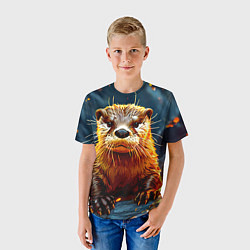 Футболка детская Выдра в огне, цвет: 3D-принт — фото 2