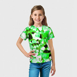 Футболка детская Green and white abstraction on a black background, цвет: 3D-принт — фото 2