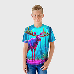 Футболка детская Лось в сереневом свете, цвет: 3D-принт — фото 2