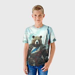 Футболка детская Медведь русский воин, цвет: 3D-принт — фото 2