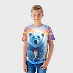 Футболка детская Белый медведь идет по льдине, цвет: 3D-принт — фото 2