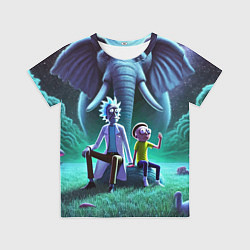 Футболка детская Рик и Морти - портрет на фоне слона, цвет: 3D-принт