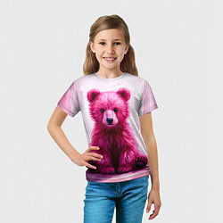 Футболка детская Розовый медведь, цвет: 3D-принт — фото 2