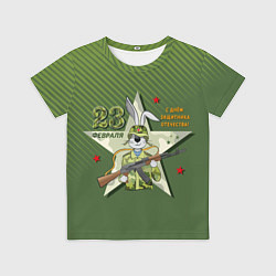 Футболка детская Заяц в форме с автоматом, цвет: 3D-принт