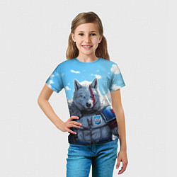 Футболка детская Волк русский, цвет: 3D-принт — фото 2