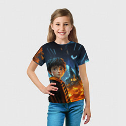 Футболка детская Гарри Поттер на фоне огня, цвет: 3D-принт — фото 2