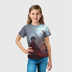 Футболка детская Гарри Поттер горящий замок, цвет: 3D-принт — фото 2