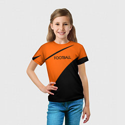 Футболка детская Football оранжево-чёрный, цвет: 3D-принт — фото 2